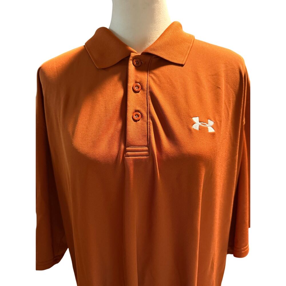 Under Armour Performance Polo Shirt, Burnt Orange, Moisture Wicking, Men's 2XL